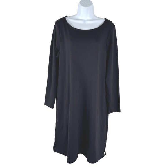 Wool& Dresses & Skirts - Wool& Dress Womens XL Black Merino Wool Nylon Long Sleeve Solid DR-1811